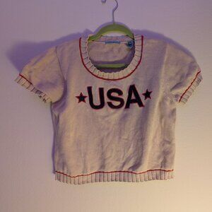 USA Knitted Short Sleeved Cotton Tan/Cream Shirt